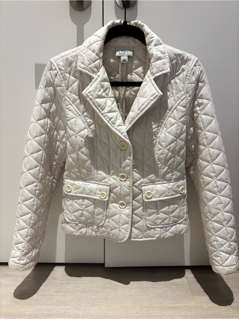 LOFT Cream Quilted Blazer Jacket